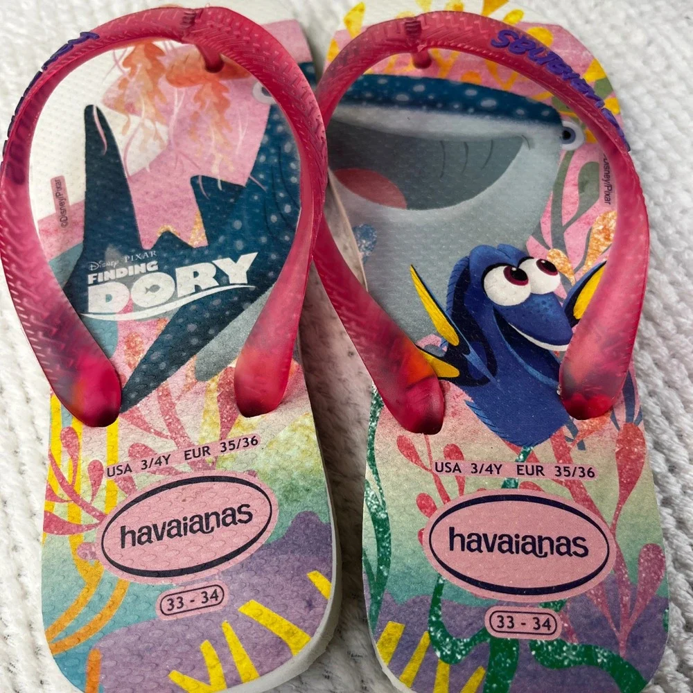 Havaianas Dory Disney Kids Flip Flops‎ Pink Blue Size 3/4Y EUR 35/36